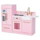 Teamson Kids Little Chef Charlotte Modern Play Kitchen with Free-Standing Refrigerator Separate Kitchenette Unit & Interactive Features Pink