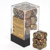 Chessex Dice d6 Sets: Lustrous Gold with Silver - 16mm Six Sided Die (12) Block of Dice