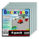 Brickyard Building Blocks 4 Gray Baseplates 10 x 10 Inches Large Thick Base Plates