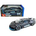 Bugatti Divo Matt Gray with Blue Accents 1/18 Diecast Model Car by Bburago