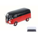 Diecast Car & Display Case Package - Volkswagen Type 2 Delivery Bus Red & Black - Motor Max 79342W - 1/24 Scale Diecast Model Toy Car w/Display Case