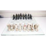 Ebros Crusader Christian Kingdom VS Ottoman Empire Chess Pieces Glass Board Set