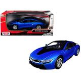 Motormax 79359bl 2018 BMW i8 Coupe Metallic Blue with Black Top 1-24 Diecast Model Car