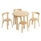 Kids Table and Chair Set - Play with Me Toddler Table with 3 Chairs and Adult Stool for Arts & Activities- Playroom Furniture Dining Table for Homes Daycares Classrooms- 100% Wood (Natural)