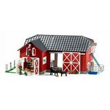 Schleich Farm World Large Red Barn Farm Toy House Playset with Farmer & Black Angus Calf Animal Figure 27-Pieces 15 Tall X 22 Wide Kids Toys Gift for Ages 3+