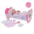 La Newborn 10 Piece Deluxe Rocking Crib Gift Set Featuring 14 inch Life-Like All Vinyl Smiling Baby Newborn Doll Pink