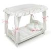 Badger Basket Doll Bed with Canopy and Bedding for Dolls up to 20 inches - White Rose