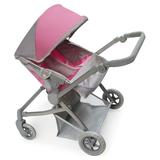 Badger Basket Voyage Twin Carriage Doll Stroller - Gray/Pink