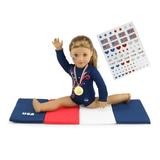 Emily Rose 18 Inch Doll Clothes Doll 4 Piece Gymnastics Gymnast Clothing & Accessories Set Outfit | Includes Tumbling Mat Child Face Stickers and Gold Medal!