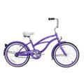 Wonder Wheels 20 Ft. Beach Cruiser Coaster Brake Single Speed Bicycle Bike Stainless Steel Spokes One Piece Crank Alloy Purple Rims 36 H - Purple