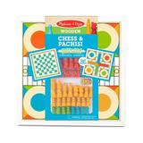 Melissa & Doug Double-Sided Wooden Chess & Pachisi Board Game with 42 Game Pieces (17.5â€� W x 17.5â€� L x 1.5â€� D)