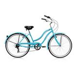Wonder Wheels 26 In. Beach Cruiser Shimano Tx-35 7 Speed Bicycle Bike V-Brake Stainless Steel Spokes One Piece Crank Alloy Rims 36 H With Fender - Baby Blue