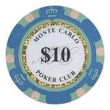 Monte Carlo Premium 14g Poker Chips $10 Clay Composite 50-pack