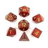 Ruby Glitter Dice with Gold Numbers 16mm (5/8in) Set of 7 Chessex