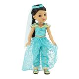 Emily Rose 14 Inch Doll Clothes | 5 Piece Jeweled Princess Jasmine Inspired Outfit for 14 Doll Including Shoes! | Compatible with 14.5 Wellie Wishers and 14 Glitter Girls Dolls