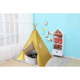 Indian Teepee Tent Kids play tent teepee tent for kids play house indoor ourdoor teepee tent/play house 100% Natural Cotton Linen Canvas Teepee Tent Perfect for Gift(YellowTriangle)