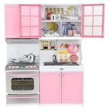 YIWULA Xmas Gift Mini Kids Kitchen Pretend Play Cooking Set Cabinet Stove Girls Toy