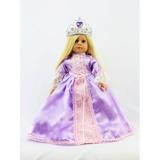 Pink and Purple Princess Gown with Crown -Compatible with 18 American Girl Dolls Madame Alexander Our Generation etc. | 18 Inch Doll Clothes