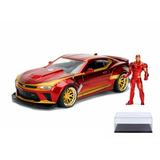 Diecast Car & Display Case Package - 2016 Chevy Camaro SS with Iron Man Figure Avengers - Jada 99724 - 1/24 Scale Diecast Model Toy Car w/Display Case