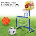 FAGINEY Football Goal Children Football Goal 2 In 1 Children Portable Football Basketball Set Soccer Goal Hoop Backboard Sports Toy for Kids