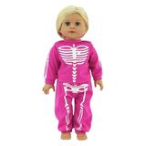 Hot Pink Skeleton Halloween Pajamas For 18 Inch Doll