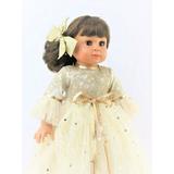 Gold Star Ball Gown With Hairbow For 18 Inch Dolls