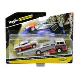1957 Chevrolet Bel Air Gasser #786 Silver and Red with Ramp Tow Truck Elite Transport 1/64 Diecast Models by Maisto