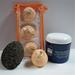 Dead Sea Spa Care DeadSea-BBTGP02 3 Pack Georgia Peach Bubble Bath Truffles, 24 oz Almond Salt Scrub & Pumice Stone