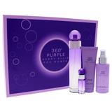 360 Purple by Perry Ellis for Women - 4 Pc Gift Set 3.4oz EDP Spray, 7.5ml EDP Mini Spray, 4oz Body Mist, 3oz Shower Gel