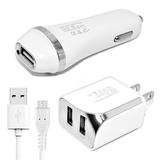 Accessory Kit 3 in 1 Charger Set For Nokia 3310 3G Cell Phones [2.1 Amp USB Car Charger and Dual USB Wall Adapter + 5 Feet Micro USB Cable] White