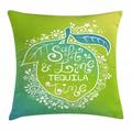 Tequila Throw Pillow Cushion Cover Green Tones Vibrant Ombre Design Salt Lime and Tequila Lettering on Flourish Lemon Decorative Square Accent Pillow Case 20 X 20 Multicolor by Ambesonne