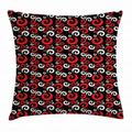 Red and Black Throw Pillow Cushion Cover Modern Pattern with Swirl Shapes and Dots Spirals Abstract Vintage Style Decorative Square Accent Pillow Case 24 X 24 Inches Red Black White by Ambesonne
