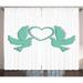 Engagement Party Curtains 2 Panels Set Flying Doves Holding Blank Heart Figure Romantic Symmetrical Design Window Drapes for Living Room Bedroom 108W X 84L Inches Seafoam and White by Ambesonne