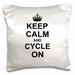 3dRose Keep Calm and Cycle on - carry on cycling - gift for cylists - bicycle - fun funny humor humorous Pillow Case 16 by 16-inch