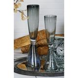 DecMode Modern Style Gray Tempered Glass Vase 6 W 23 H