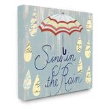 The Stupell Home Decor Collection Sing in the Rain Umbrella and Drops Canvas Wall Art