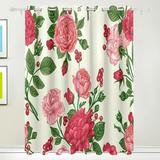 Popcreation Pattern With Roses Window Curtain Blackout Curtains Darkening Thermal Blind Curtain For Bedroom Living Room 2 Panel (52Wx84L Inches)