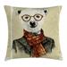 Animal Throw Pillow Cushion Cover Hipster Bear with Glasses Scarf Jacket Wild Mammal Humorous Artwork Decorative Square Accent Pillow Case 24 X 24 Inches Cream Dark Orange Black by Ambesonne