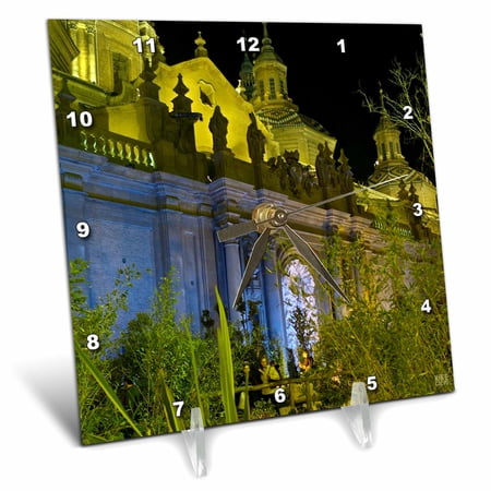 3dRose Christmas arrives at The Basilica-Cathedral of Our Lady of the Pillar in the city of Zaragoza 6x6 Desk Clock