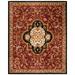 SAFAVIEH Classic Kirsteen Floral Bordered Wool Area Rug Red/Black 8 x 8 Round