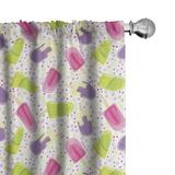 Ambesonne Ice Cream Curtains Cartoon Popsicle Dots Pair of 28 x84 Multicolor