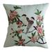 Decorative Mante Carlo Fine Burlap 18 x 18 Embroidered Bird Design Decorative Square Throw Pillow Covers