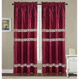 RT Designers Collection Everly Satin Macrame 54 x 84 in. Rod Pocket Curtain Panel Burgundy