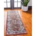 Unique Loom Antheia Utopia Rug Terracotta/Blue 2 x 6 1 Runner Floral / Botanical Traditional Perfect For Bathroom Hallway Mud Room Laundry Room