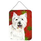 Westie Red and Green Snowflakes Holiday Christmas Wall or Door Hanging Prints