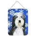 Carolines Treasures SS4635DS1216 Bearded Collie Winter Snowflakes Holiday Wall or Door Hanging Prints 12x16 multicolor