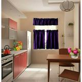 Set of 3 pieces Kitchen Curtain Blackout K4 Purple color Rod Pocket Bathroom Short Window Include Two (2) Tier Panels Linen + One (1) Matching Swag Valance