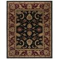 SAFAVIEH Classic Karolina Floral Bordered Wool Area Rug Black/Burgundy 2 6 x 6 Half Moon