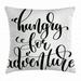 Adventure Throw Pillow Cushion Cover Monochrome Quote Hungry For Adventure Journey Challenge Hand Written Letters Decorative Square Accent Pillow Case 24 X 24 Inches Black White by Ambesonne