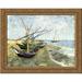 Fishing boats on the Beach at Les Saintes-Maries-de-la-Mer 24x18 Gold Ornate Wood Framed Canvas Art by Vincent van Gogh